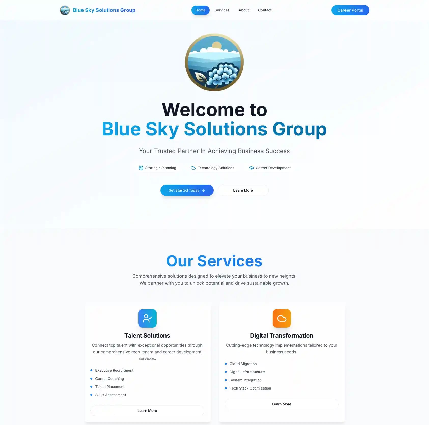Blue Sky Solutions Group website screenshot